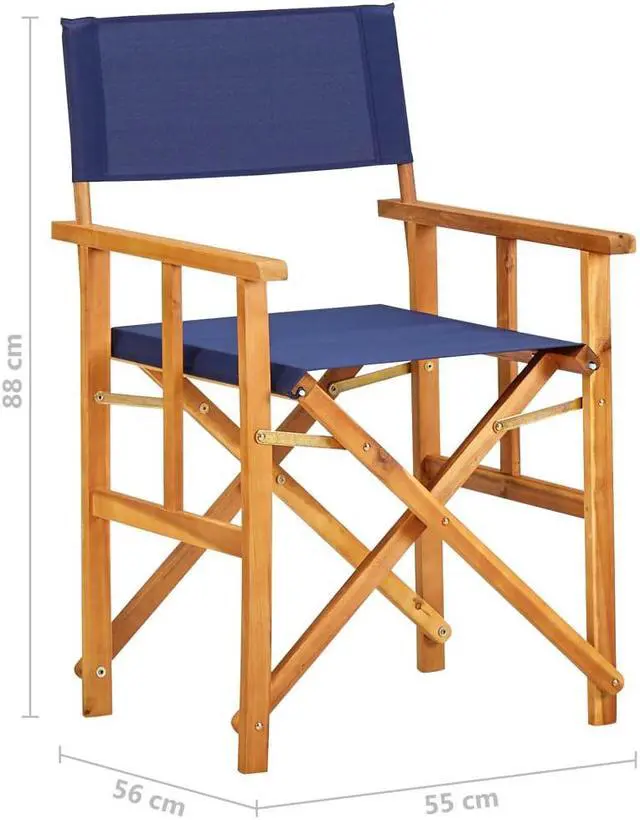 Alt view image 12 of 15 - vidaXL Director's Chair Solid Acacia Wood Blue