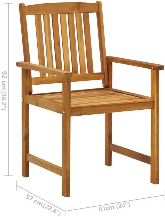 Alt view image 3 of 7 - vidaXL 2x Solid Acacia Wood Patio Chairs with Cushions Garden Lounge Seating