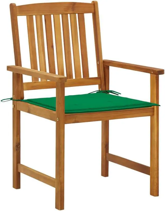 Alt view image 2 of 7 - vidaXL 2x Solid Acacia Wood Patio Chairs with Cushions Garden Lounge Seating