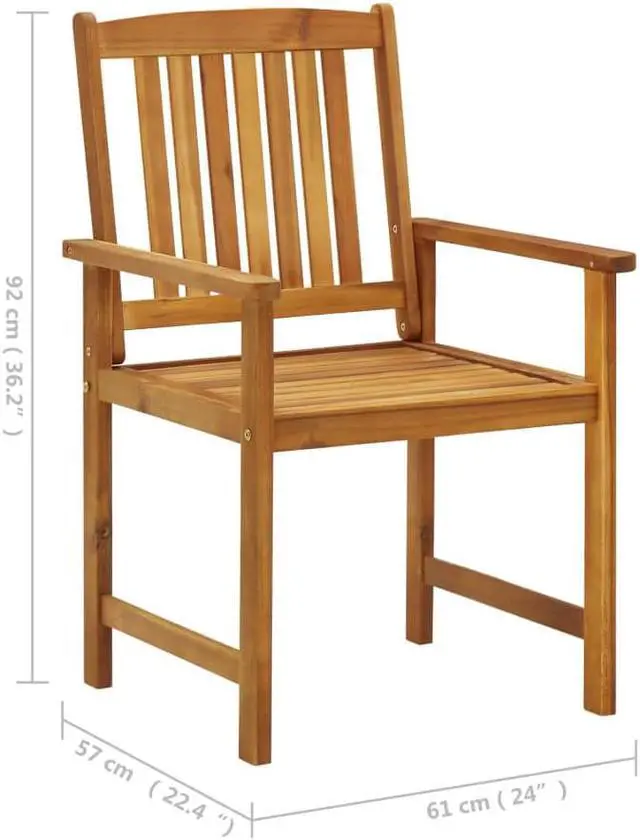 Alt view image 3 of 7 - vidaXL 2x Solid Acacia Wood Patio Chairs with Cushions Garden Lounge Seating