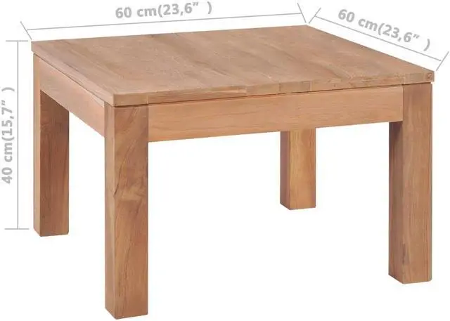 Alt view image 12 of 14 - vidaXL Coffee Table Solid Teak Wood with Natural Finish 23.6"x23.6"x15.7"