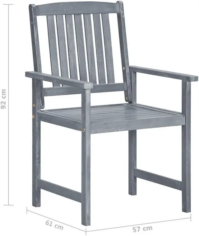 Alt view image 4 of 7 - vidaXL Patio Chairs 6 Pcs Outdoor Chair with Cushions Solid Wood Acacia Gray
