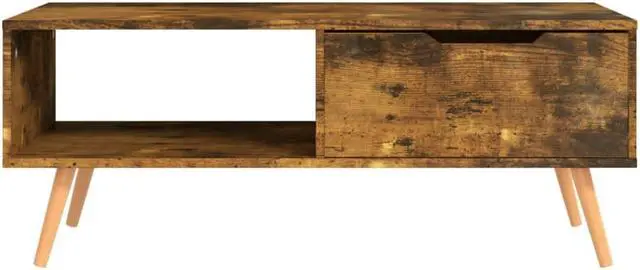 Alt view image 11 of 13 - vidaXL Coffee Table Smoked Oak 39.4"x19.5"x16.9" Engineered Wood