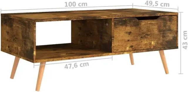 Alt view image 12 of 13 - vidaXL Coffee Table Smoked Oak 39.4"x19.5"x16.9" Engineered Wood