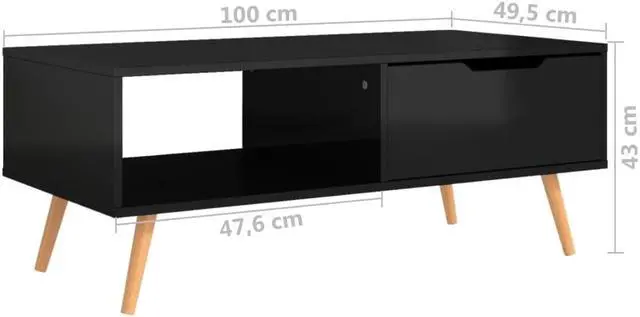 Alt view image 11 of 12 - vidaXL Coffee Table High Gloss Black 39.4"x19.5"x16.9" Engineered Wood