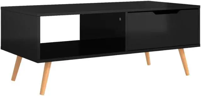 Alt view image 9 of 12 - vidaXL Coffee Table High Gloss Black 39.4"x19.5"x16.9" Engineered Wood