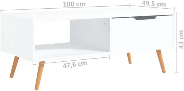 Alt view image 12 of 14 - vidaXL Coffee Table White 39.4"x19.5"x16.9" Engineered Wood