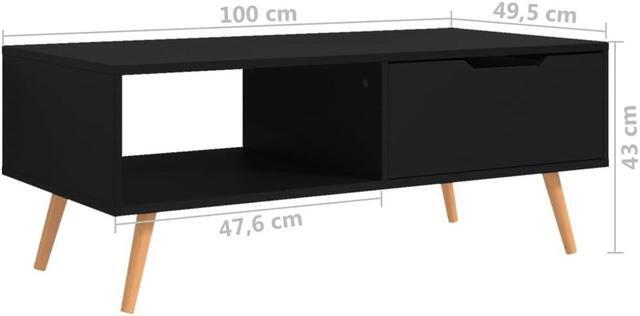 Alt view image 14 of 14 - vidaXL Coffee Table Black 39.4"x19.5"x16.9" Engineered Wood