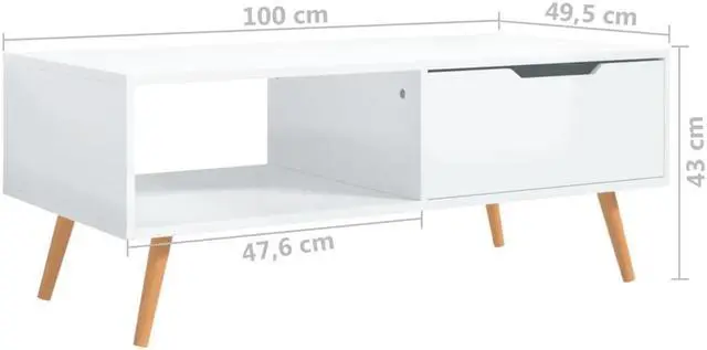 Alt view image 14 of 15 - vidaXL Coffee Table High Gloss White 39.4"x19.5"x16.9" Engineered Wood