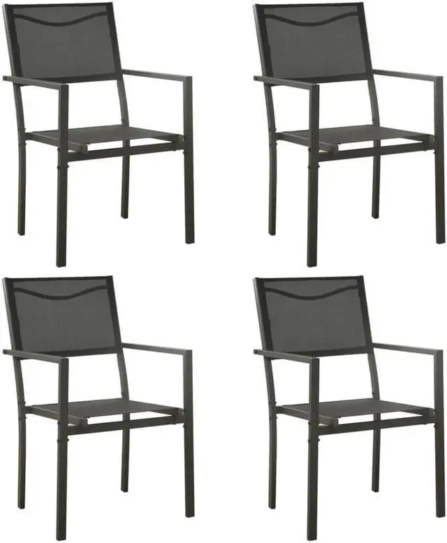 Alt view image 7 of 13 - vidaXL Patio Chairs 4 pcs Textilene and Steel Black and Anthracite