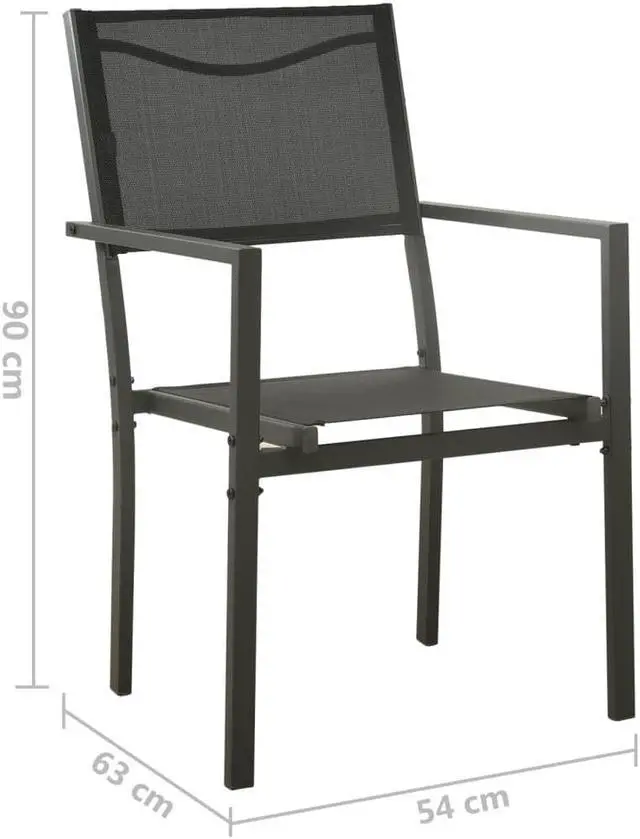 Alt view image 9 of 13 - vidaXL Patio Chairs 4 pcs Textilene and Steel Black and Anthracite