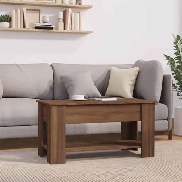 Alt view image 7 of 11 - vidaXL Coffee Table Brown Oak 39.8"x19.3"x20.5" Engineered Wood