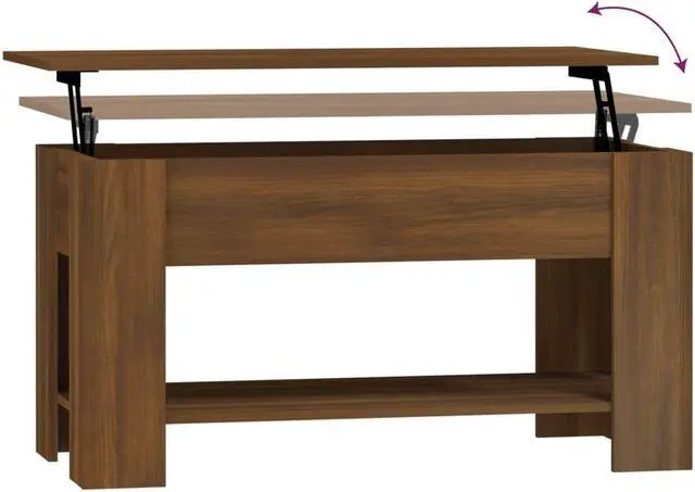 Alt view image 10 of 11 - vidaXL Coffee Table Brown Oak 39.8"x19.3"x20.5" Engineered Wood
