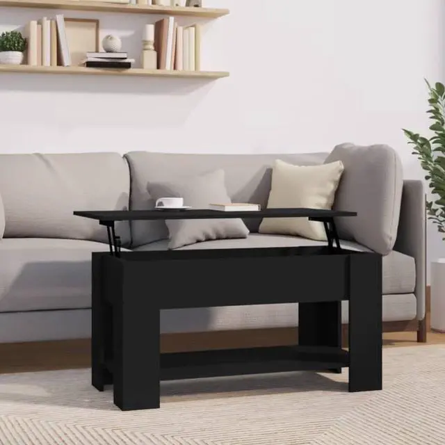 Alt view image 6 of 11 - vidaXL Coffee Table Black 39.8"x19.3"x20.5" Engineered Wood