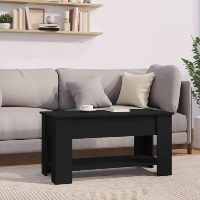 Alt view image 7 of 11 - vidaXL Coffee Table Black 39.8"x19.3"x20.5" Engineered Wood