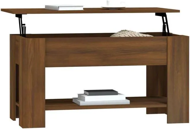 Alt view image 11 of 11 - vidaXL Coffee Table Brown Oak 39.8"x19.3"x20.5" Engineered Wood