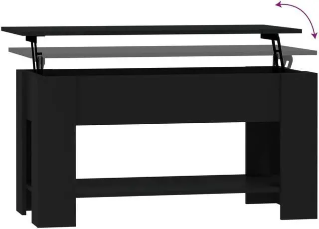 Alt view image 10 of 11 - vidaXL Coffee Table Black 39.8"x19.3"x20.5" Engineered Wood