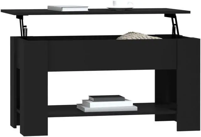 Alt view image 11 of 11 - vidaXL Coffee Table Black 39.8"x19.3"x20.5" Engineered Wood