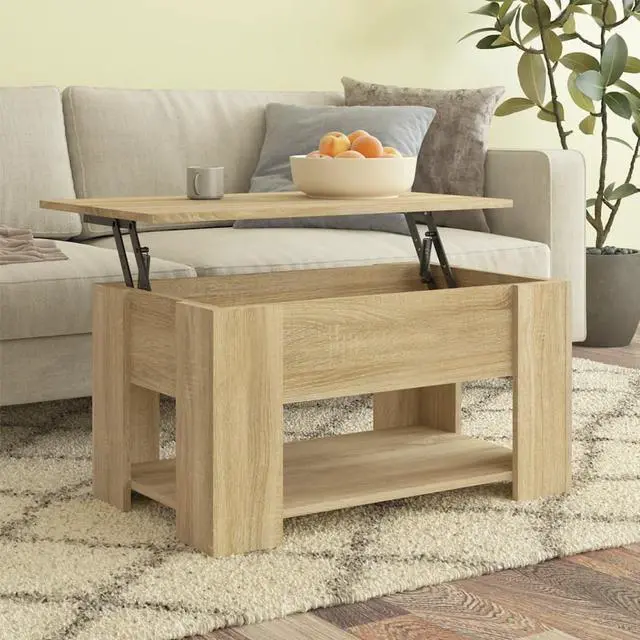 Alt view image 6 of 11 - vidaXL Coffee Table Sonoma Oak Engineered Wood 31.1 x 19.3 x 16.1 in