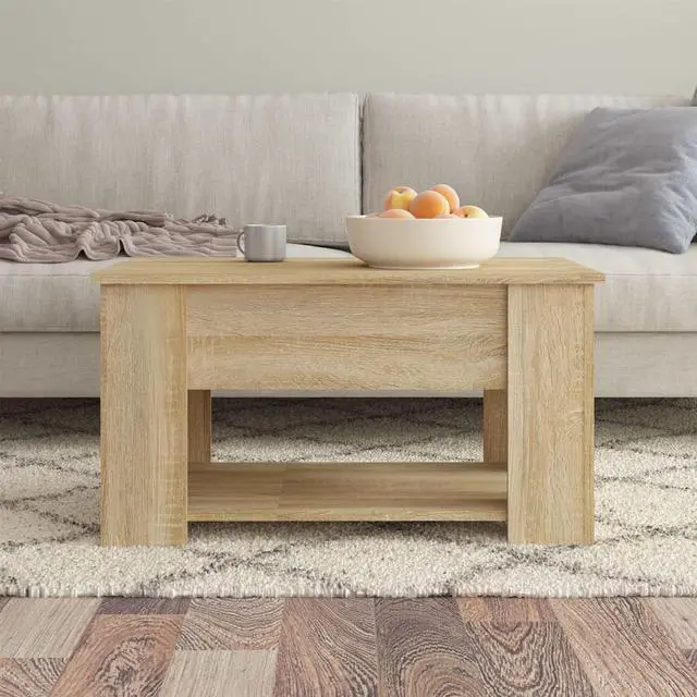 Alt view image 7 of 11 - vidaXL Coffee Table Sonoma Oak Engineered Wood 31.1 x 19.3 x 16.1 in