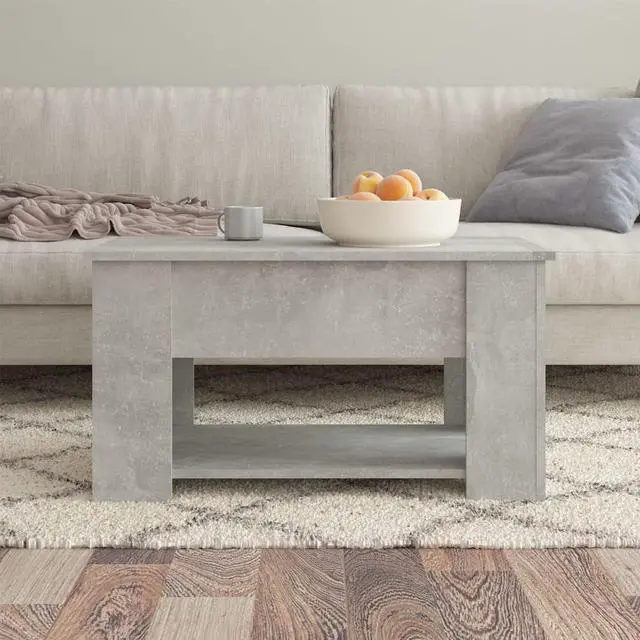 Alt view image 7 of 11 - vidaXL Coffee Table Concrete Grey Engineered Wood Medium Coffee Table