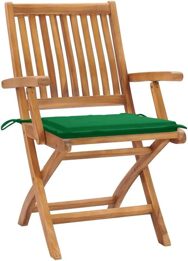 Alt view image 2 of 7 - vidaxL 4x Solid Teak Wood Folding Patio Chairs with Cushions Garden Furniture