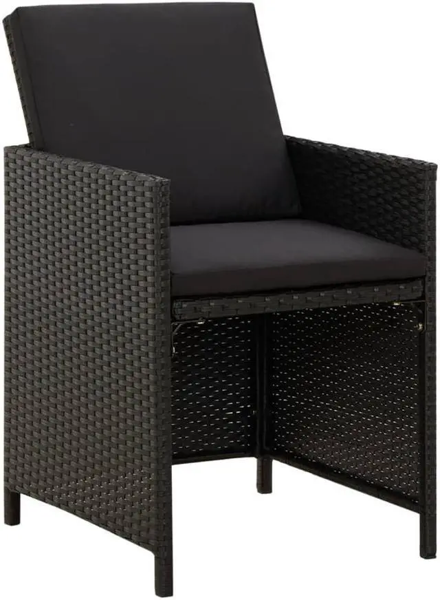 Alt view image 13 of 17 - vidaXL Garden Chair Set of 4 Black PE rattan Standard