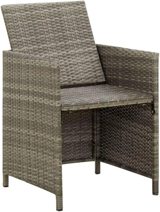 Alt view image 16 of 17 - vidaXL Garden Chair Set of 4 Grey PE rattan, powder-coated steel, fabric