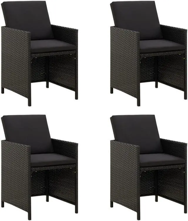 Alt view image 12 of 17 - vidaXL Garden Chair Set of 4 Black PE rattan Standard