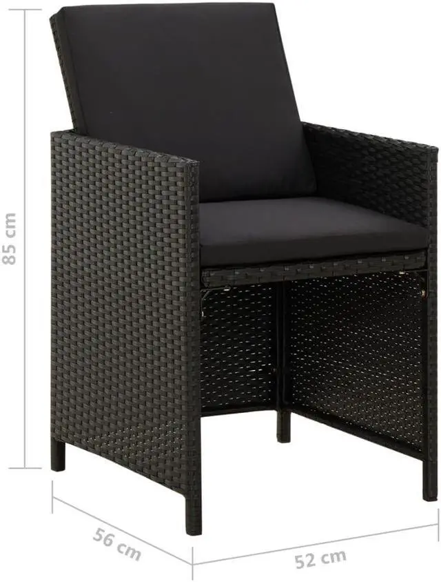 Alt view image 14 of 17 - vidaXL Garden Chair Set of 4 Black PE rattan Standard
