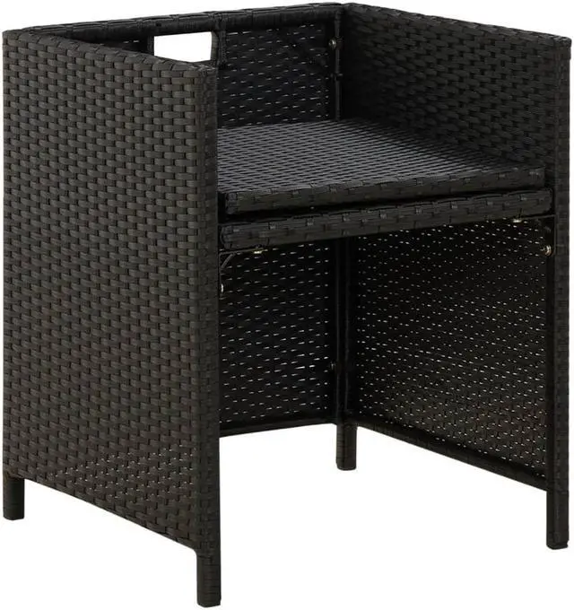 Alt view image 16 of 17 - vidaXL Garden Chair Set of 4 Black PE rattan Standard
