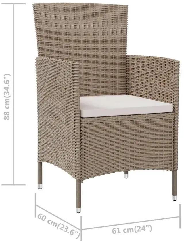 Alt view image 14 of 18 - vidaXL Patio Chairs with Cushions 2 pcs Poly Rattan Beige