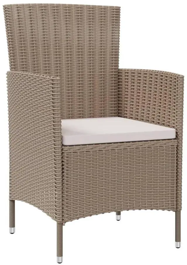 Alt view image 13 of 18 - vidaXL Patio Chairs with Cushions 2 pcs Poly Rattan Beige