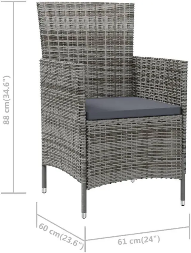 Alt view image 8 of 10 - vidaXL Patio Chairs with Cushions 4 pcs Poly Rattan Gray