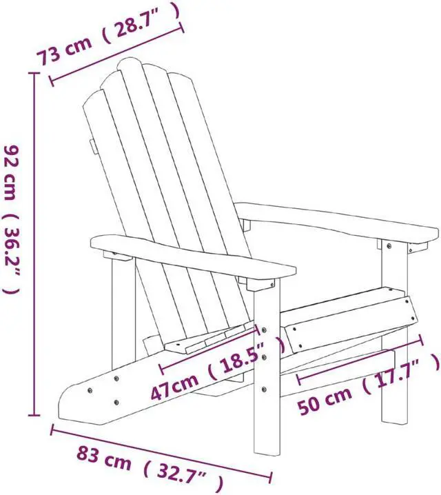 Alt view image 9 of 11 - vidaXL Patio Adirondack Chair HDPE White
