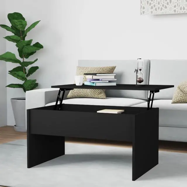 Alt view image 6 of 11 - vidaXL Coffee Table Black Engineered Wood Standard Coffee Table