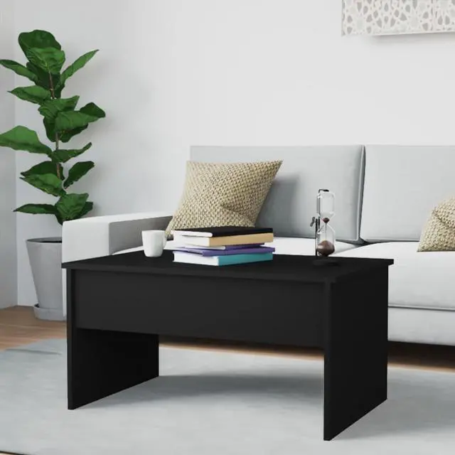 Alt view image 7 of 11 - vidaXL Coffee Table Black Engineered Wood Standard Coffee Table