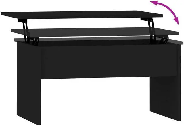 Alt view image 10 of 11 - vidaXL Coffee Table Black Engineered Wood Standard Coffee Table