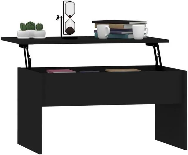 Alt view image 11 of 11 - vidaXL Coffee Table Black Engineered Wood Standard Coffee Table
