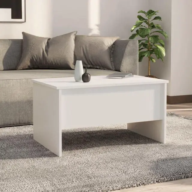 Alt view image 7 of 11 - vidaXL Coffee Table White Engineered wood Medium Height-Adjustable