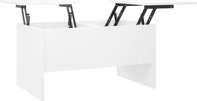 Alt view image 8 of 11 - vidaXL Coffee Table White Engineered wood Medium Height-Adjustable