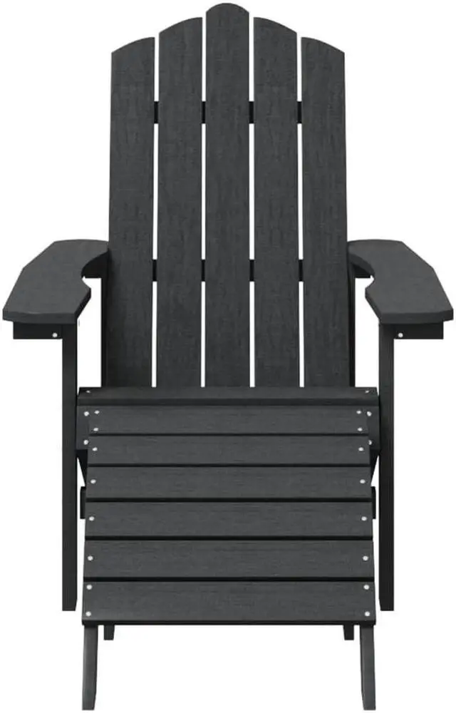 Alt view image 8 of 11 - vidaXL Patio Adirondack Chair with Footstool HDPE Anthracite