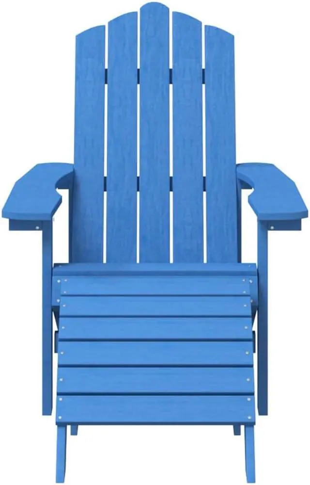 Alt view image 8 of 11 - vidaXL Patio Adirondack Chair with Footstool HDPE Aqua Blue