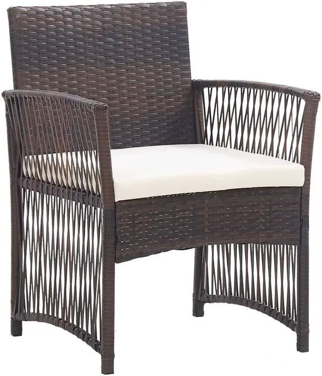 Alt view image 12 of 17 - vidaXL Patio Armchairs with Cushions 2 pcs Brown Poly Rattan