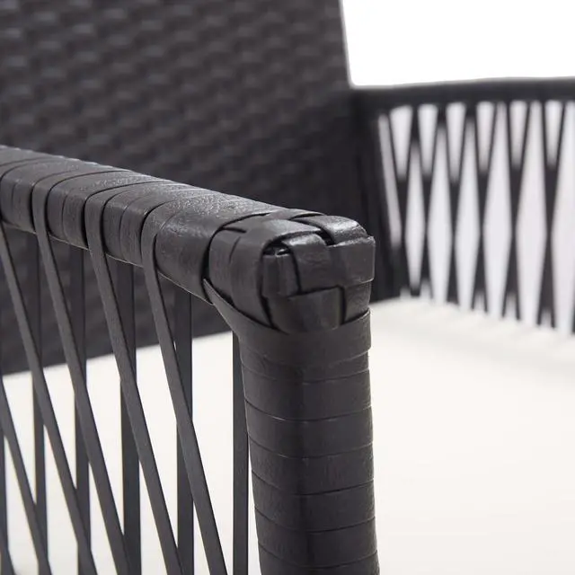 Alt view image 15 of 17 - vidaXL Patio Armchairs with Cushions 2 pcs Black Poly Rattan