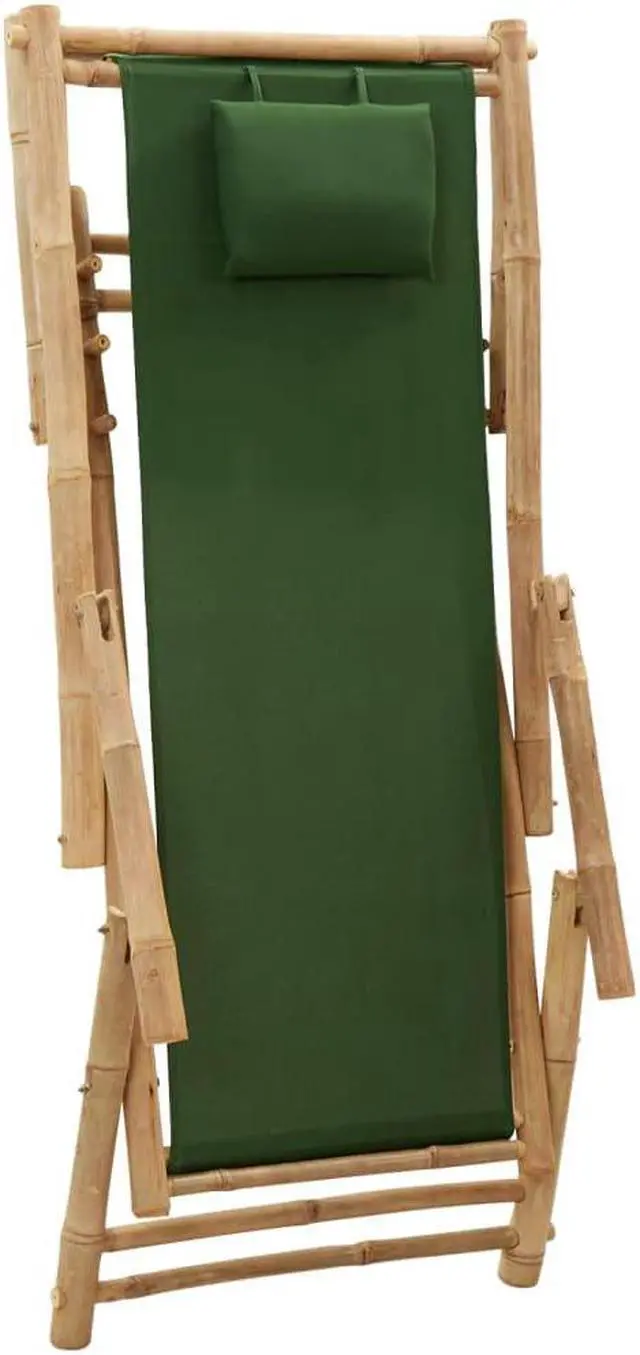 Alt view image 12 of 13 - vidaXL Deck Chair Bamboo and Canvas Green