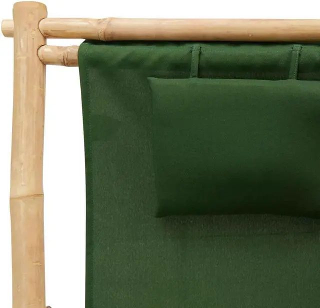 Alt view image 13 of 13 - vidaXL Deck Chair Bamboo and Canvas Green