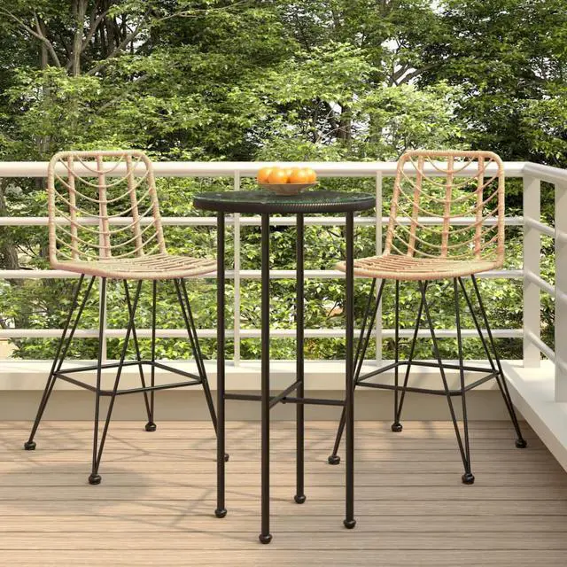 Alt view image 5 of 11 - vidaXL Bar Stools 2 pcs 17.7"x22"x40.7" PE Rattan and Steel