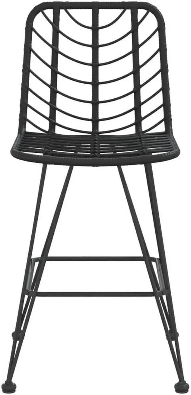 Alt view image 5 of 9 - vidaXL Bar Stools 2 pcs Black 17.7"x22"x40.7" PE Rattan and Steel