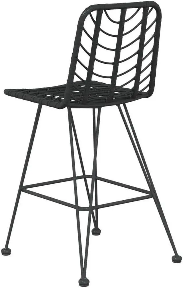Alt view image 7 of 9 - vidaXL Bar Stools 2 pcs Black 17.7"x22"x40.7" PE Rattan and Steel
